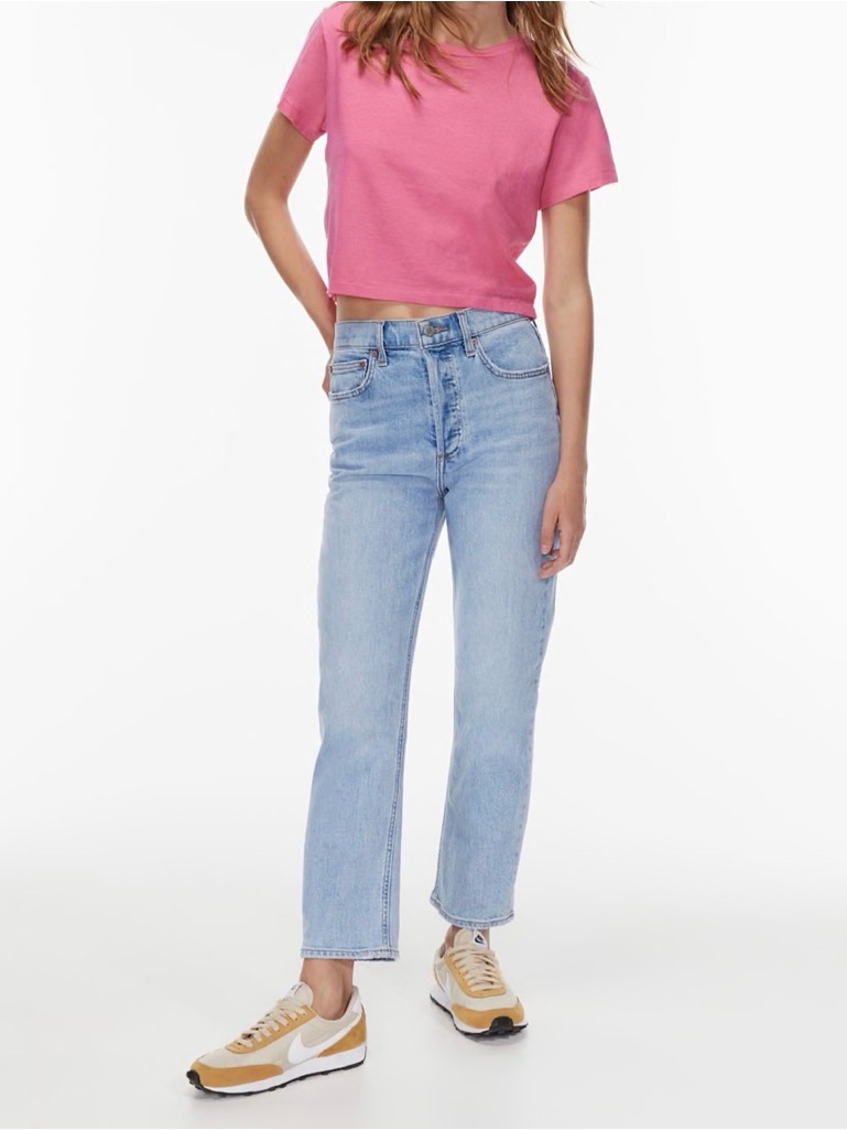 Denim Forum Women's Cropped High-Waisted Straight-Leg Jeans- Light Wash